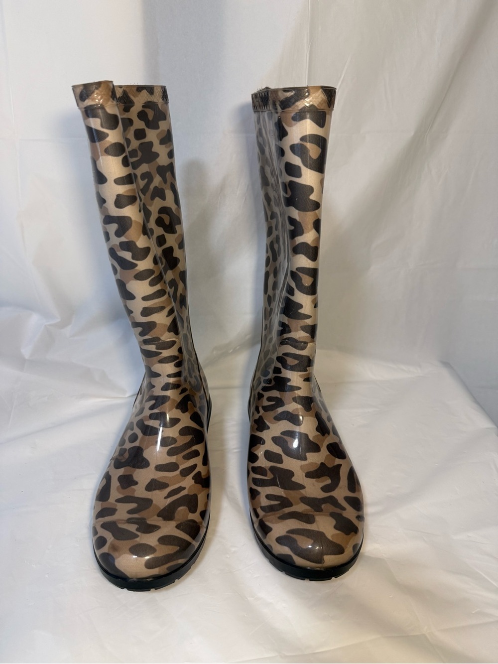 UGG Leopard Print Tall Rain Boots - Tan and Black